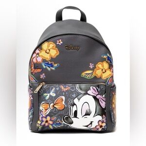 WondaPop Designer Series Disney Minnie Mouse Grey Floral Fashion Backpack NWT